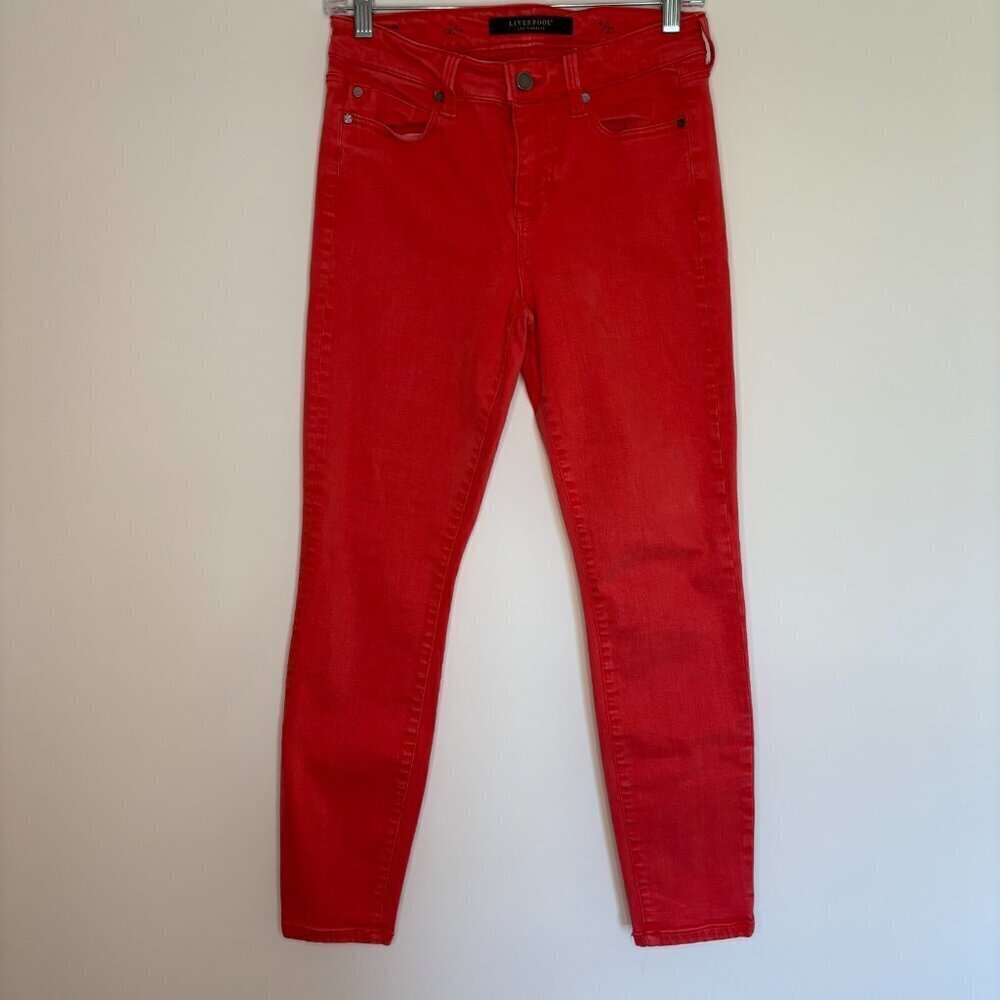 LIVERPOOL The Crop Jean Womens 4/27 Tomato Stretch 5 Pocket